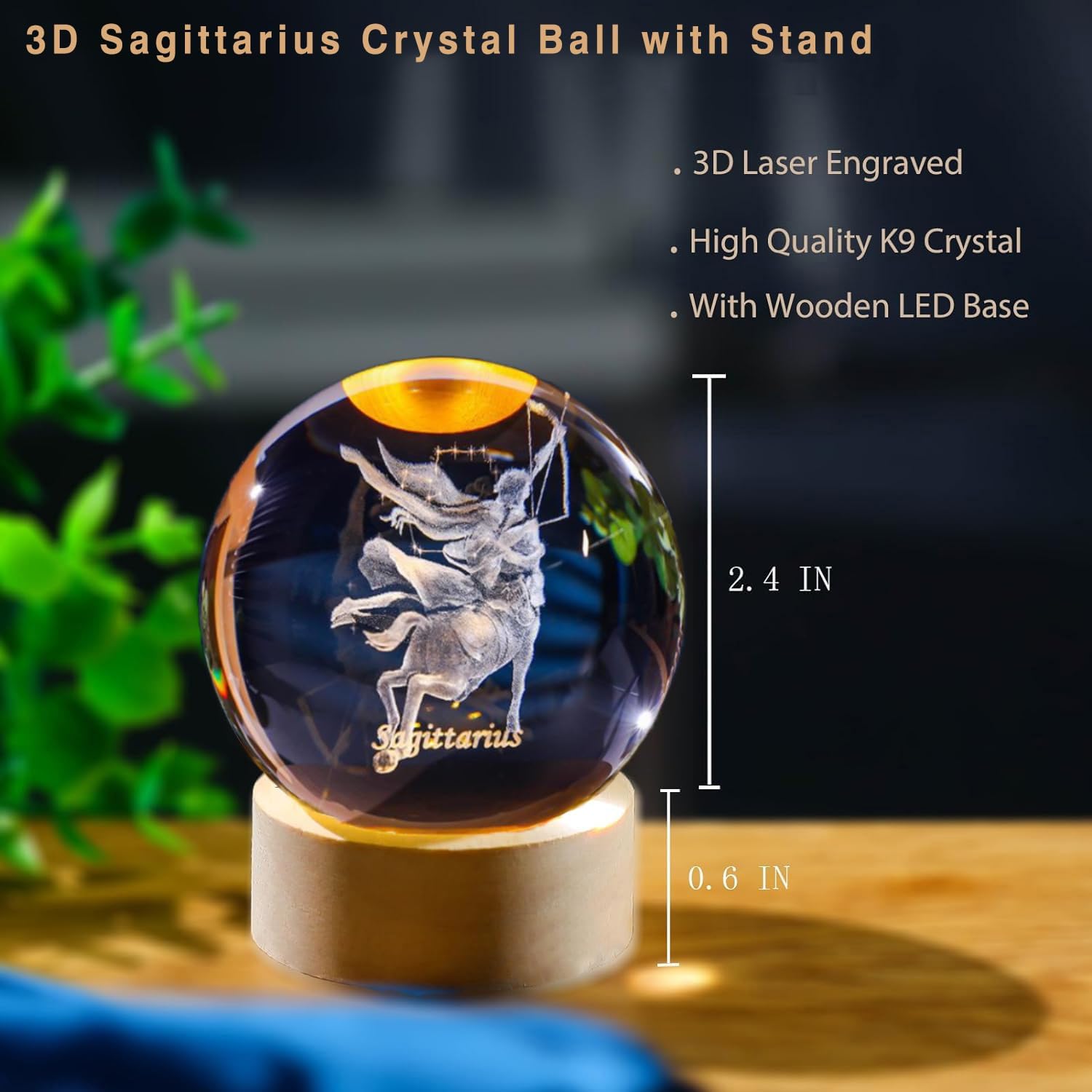 나무 라이트 베이스가있는 3D 궁도 크리스탈 볼 별자리 - Paper Weight Crystal 리뷰 및 가격