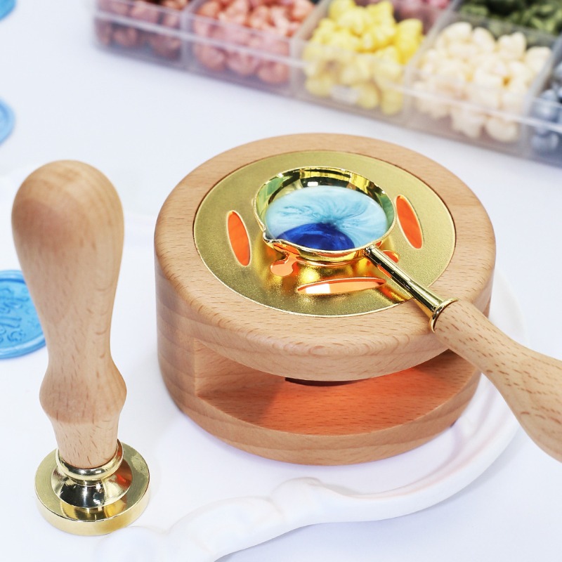 왁스 씰 용해기 키트, 나무로 된 용해 스토브와 다채로 - Wax Seal Stamp Set 리뷰 및 가격
